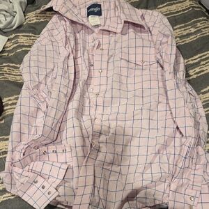 Wrangler Men's Pink and Blue Plaid Shirt
